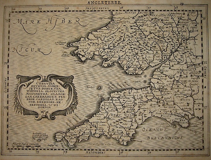 Mercator Gerard - Hondius Jodocus Cornubia, Devonia, Somersetus, Dorcestia... 1630 Amsterdam 